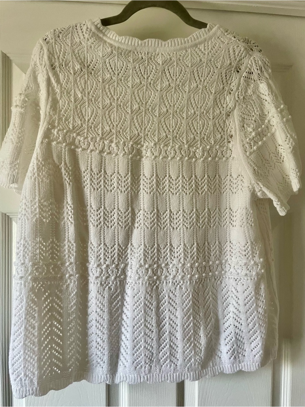 Women's White Crochet Knit Short Sleeve Top Talbots plus 2x - Picture 6 of 6